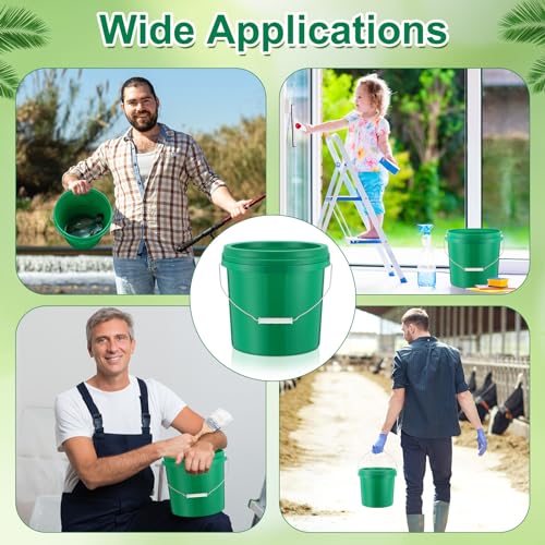 Tioncy 10 Pcs 2 Gallon Plastic Bucket with Lid Heavy Duty 2 Gallon Bucket Pail with Lid Handle for Storage Container Home Household Cleaning (Green) - color: Green