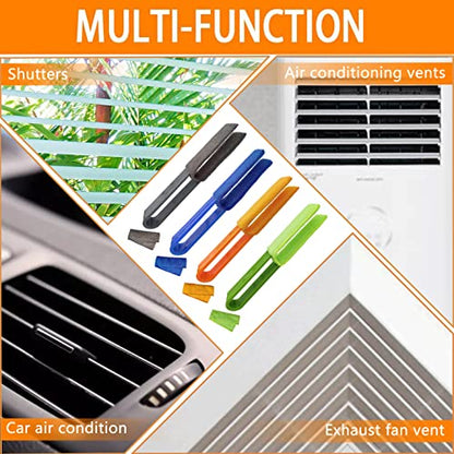 4 Pack Microfiber Blinds Duster, 4 Removable and Washable Sleeves, Cleaner for Window Blinds, Air Conditioner Vents, Fans, Car Vents
