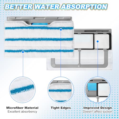 KEEPOW Reusable Replacement Pads Compatible with Shark VACMOP VM252 VM200 VM401 VM180 VM252GN VC205 VM250 VM200P12, Compatible with VACMOP Pads Refills for Hard Floor Cleaning, Blue&White, 4+2+1 Pack - color: 4+2+1 Pack(blue/White)