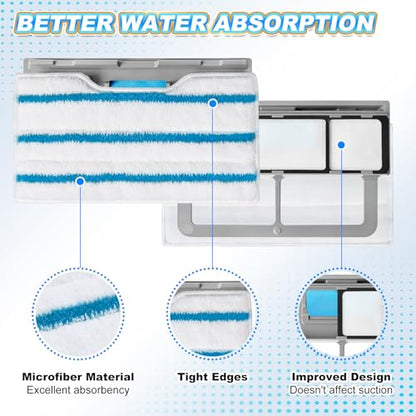 KEEPOW Reusable Replacement Pads Compatible with Shark VACMOP VM252 VM200 VM401 VM180 VM252GN VC205 VM250 VM200P12, Compatible with VACMOP Pads Refills for Hard Floor Cleaning, Blue&White, 4+2+1 Pack - color: 4+2+1 Pack(blue/White)