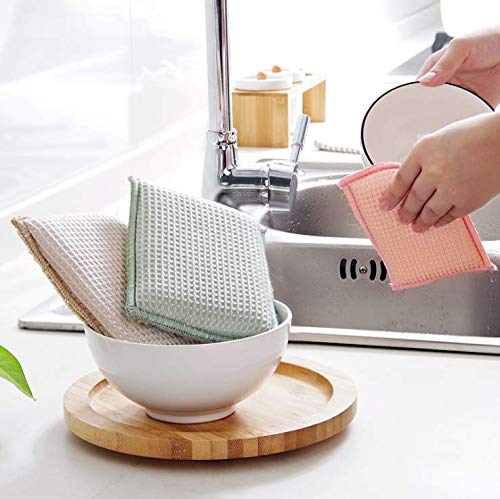 JEBBLAS Bamboo Natural Kitchen Sponges Dish Sponge Cleaning Sponge Heavy Duty Scrub Sponge for Cleaning Kitchen and Household Green (8 Pack) - color: Green