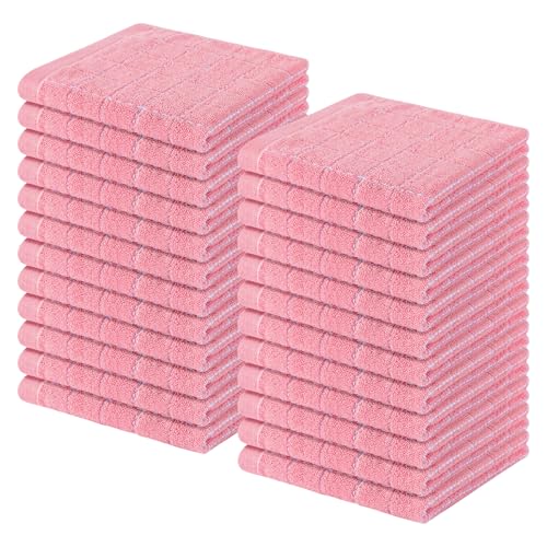 Homaxy 100% Cotton Terry Kitchen Dish Cloths, Ultra Soft and Absorbent Dish Towels for Kitchen, Suitable for Drying and Washing Dishes, 24 Pack, 12 x 12 Inches, Pink - color: Pink, size: 12 X 12 - 24 Pack