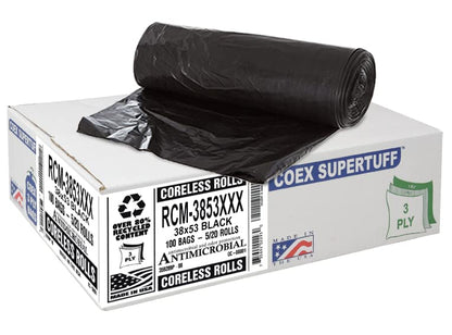 Aluf Plastics 44 Gallon 2 MIL (eq) Black Heavy Duty Trash Bags - 38" x 53" - Pack of 100 - For Construction, Industrial, Outdoor, & Commercial - style: 44 Gal, 2 Mil Equiv, 100 Count