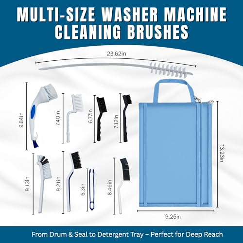 Washing Machine Cleaning Brush Set – Physical Cleaning Kit for Front Load Washer Drum, Rubber Seal & Detergent Drawer – Multi-Brush Tool Set for Deep Cleaning Crevices, Gasket & Appliance Gaps