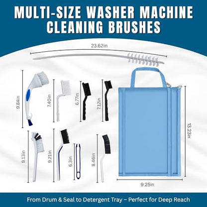 Washing Machine Cleaning Brush Set – Physical Cleaning Kit for Front Load Washer Drum, Rubber Seal & Detergent Drawer – Multi-Brush Tool Set for Deep Cleaning Crevices, Gasket & Appliance Gaps