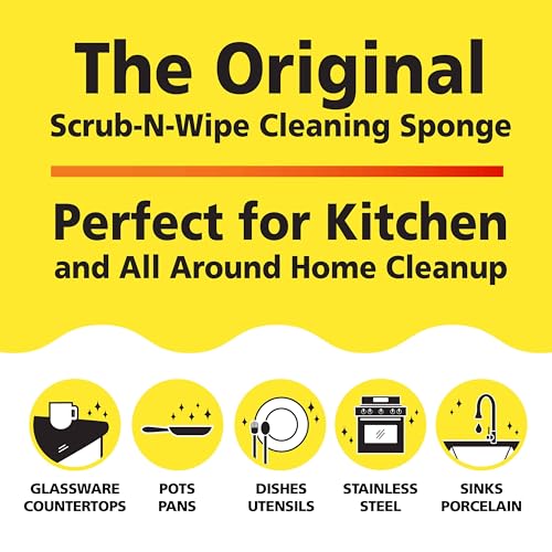 Original Scrub-N-Wipe Pad by Tuff-Scrub, 6-Pack, Microfiber, Multi-Surface, Non-Scratch, Dual-Sided, Scrubber for Dishes, Sinks, Non-Stick Cookware – Machine Washable, Durable Kitchen Sponge (Small) - size: Small