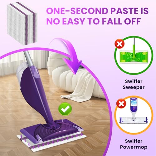 Pure Realm Wet Jet Refills Compatible with Swiffer Wet Pads Refills Hardwood Floor Cleaner Spray Mop Pad Refill, Bathroom Cleaning Supplies, Hardwood Floor Cleaner, Multi Surface，30 Count - color: Purple 30 Mop Pads