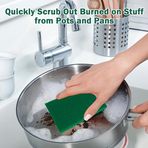 YoleShy 40 Pcs Scouring Pad, Dish Scrubber Scouring Pads,4 x 6 inch Green Reusable Household Scrub Pads for Dishes, Kitchen Scrubbers & Metal Grills - color: 40 Pcs