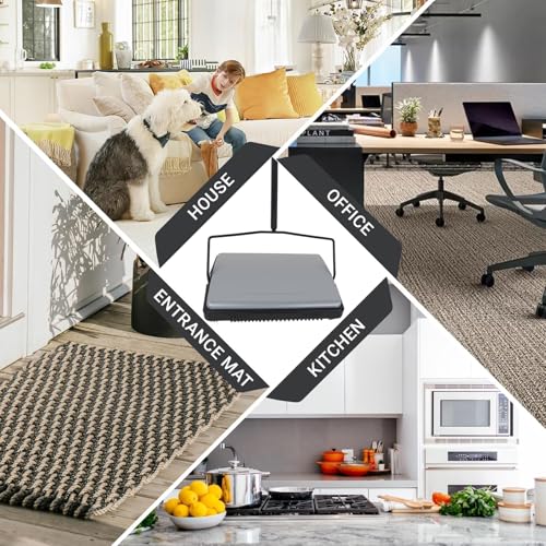 EZ SPARES Quiet Carpet Sweeper,Floor Sweeper with Pig-Bristles,Suitable for Carpet Cleaning Power,Roller Brush Strong,Bristle Sweeper,Great for House,Office,Kitchen,Carpet(Silver) - color: Silver
