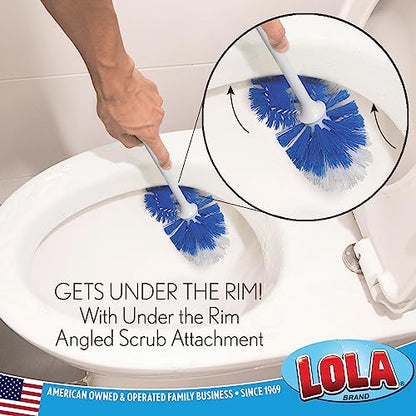 LOLA Classic Toilet Brush w/Under-The-Rim Scrubber, 4 Pack, Deep Cleans The Entire Toilet Bowl, Non-Slip Handle w/Rubber Comfort Grip - size: 4 Pack, style: Toilet Brush w/Under Rim