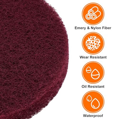 HARFINGTON 20pcs Scrubber Scouring Pads 400 Grits 2 Inch Drill Power Brush Hoop and Loop Surface Conditioning Disc Drill Scuffing Disc Scrub Pads for Home Kitchen Cleaning, Red - color: Red, size: 400#