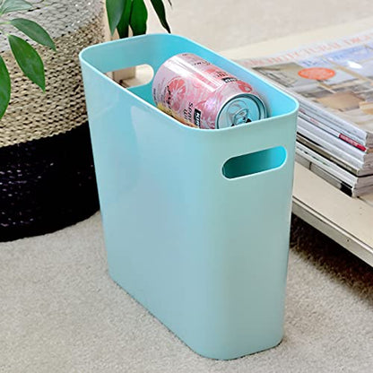 Youngever 1.5 Gallon Slim Trash Can, Plastic Garbage Container Bin, Small Trash Bin with Handles for Home Office, Living Room, Study Room, Kitchen, Bathroom (1 Pack Mint) - color: Mint