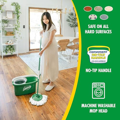 Libman Tornado Spin Mop System and 1 Refill, Mop and Bucket with Wringer Set for Hardwood Floor Cleaning, 2 Total Heads Included - style: Spin Mop Plus 1 Refill