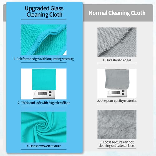 Microfiber Cleaning Cloth - 10 Pack Glasses Cleaning Cloth, 16" x 14" Window Cleaning Rags, Streak Free Lint Free Polishing Cloths Wipes for Eye Glass, Stainless Steel, Windshield, Turquoise - color: Turquoise, size: 16" x 14"
