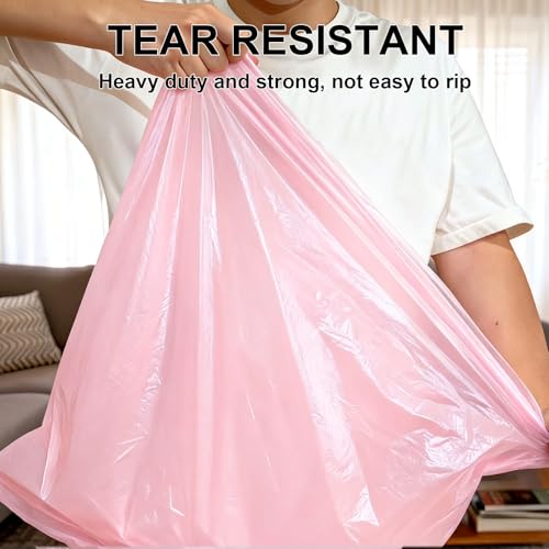 40 Count 13 Gallon Drawstring Trash Bags, Heavy Duty Unscented Garbage Bags, Extra Strong, Tear & Leak Resistant, for Kitchen, Home, Office, Fits 40-60L Bins (Pink) - color: 13 Gallon-Pink