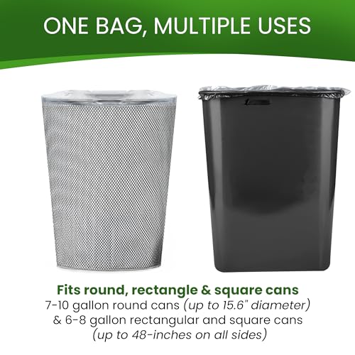 Betta 8-10 Gallon Medium Trash Bags, Clear, 1000 Count Box, (24x24-inch) Commercial Office Wastebasket Garbage Can Liners, 7-10 Gallon Round Cans, 6-8 Gallon Slim and Square Cans