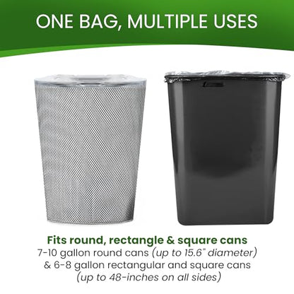 Betta 8-10 Gallon Medium Trash Bags, Clear, 1000 Count Box, (24x24-inch) Commercial Office Wastebasket Garbage Can Liners, 7-10 Gallon Round Cans, 6-8 Gallon Slim and Square Cans