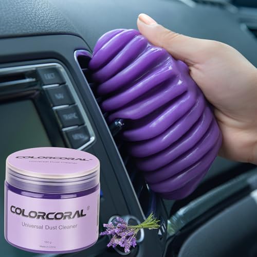 ColorCoral Cleaning Gel for Car Universal Gel Cleaner Auto Detailing Car Vent Keyboard Cleaning Putty Car Interior Cleaner Dashboard Dust Remover Putty Auto Duster Cleaning Kit 160G - Purple - color: Purple