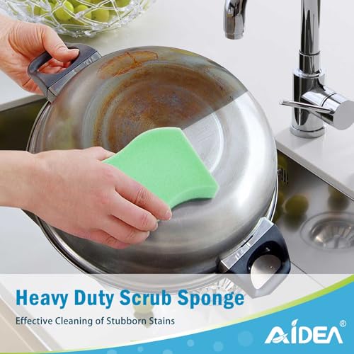 AIDEA Sponges Kitchen, 50 Pack Heavy Duty Dish Sponge, Cleaning Dish Scrubber Sponge for Home and Kitchen, Stink-Free Cleaning Supplies for Pots, Pans - style: Multicolor-S Shape