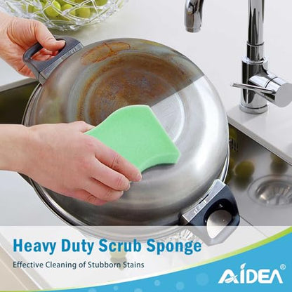 AIDEA Sponges Kitchen, 50 Pack Heavy Duty Dish Sponge, Cleaning Dish Scrubber Sponge for Home and Kitchen, Stink-Free Cleaning Supplies for Pots, Pans - style: Multicolor-S Shape