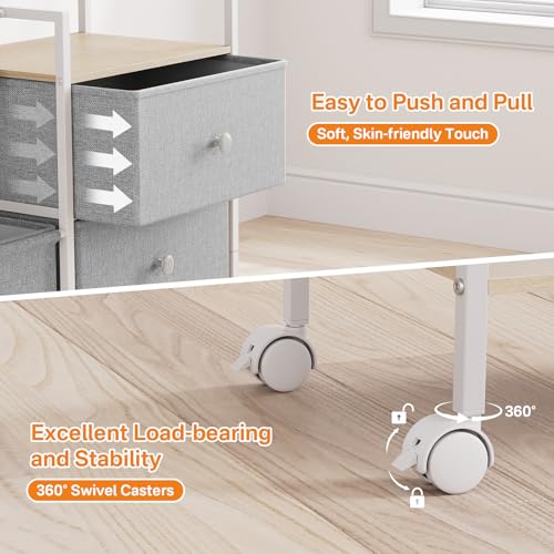Modanais Baby Organizer and Storage - 3 Tier Rolling Cart with Dividers and Drawers, Easy To Assemble, Mobile Utility Cart with Wheels for Nursery, Bedroom, Changing Table & Crib,Light Gray - color: Light Gray