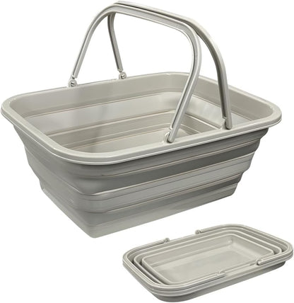 Monozuki Collapsible Sink 4.8Gal/18.1L, Heavy Duty Foldable Basin with Handles for Camping, Car Wash, Kitchen – Also Use as Storage Basket for Home, Garage, RV(Khaki) - color: Khaki(4.8 Gal/18.1l)