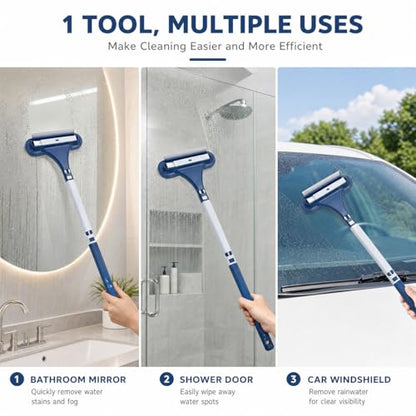 Window Screen Cleaning Brush, 2026 Upgraded 3 in 1 Mesh Cleaner Brush, Window Screen Cleaner Tool with Squeegee, Multifunctional Screen Brush, Double Sided Wet & Dry Dual Use (Blue )