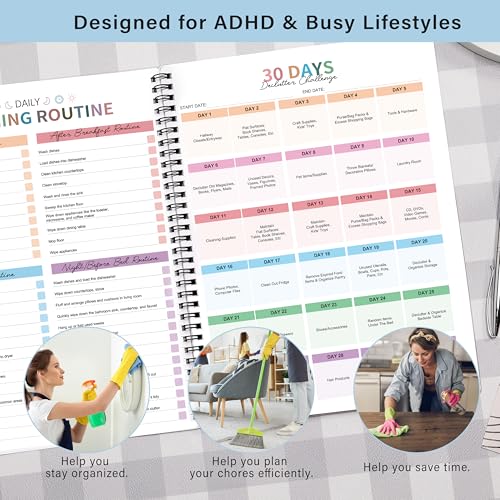 Cleaning Schedule for Adults - Checklist Organizer, Household Cleaning Checklist Notebook, 8.5" x 11", Daily Weekly Monthly Household Cleaning Notebook for Home, Family Cleaning Tasks, Home Improvement