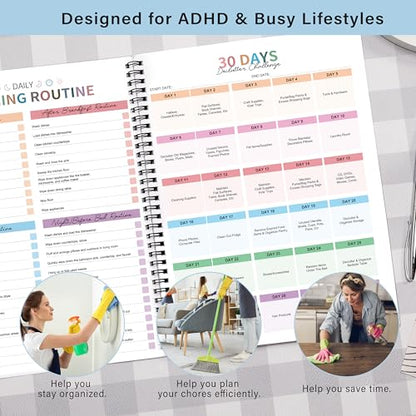 Cleaning Schedule for Adults - Checklist Organizer, Household Cleaning Checklist Notebook, 8.5" x 11", Daily Weekly Monthly Household Cleaning Notebook for Home, Family Cleaning Tasks, Home Improvement