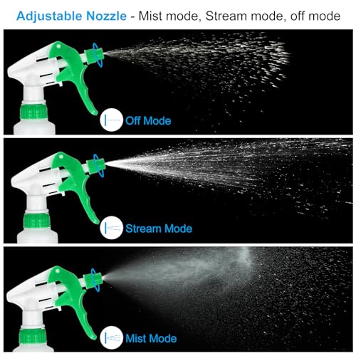PATIKIL 1000ml/32oz Plastic Spray Bottles, 3pcs Adjustable Nozzle Leak Proof Empty Water Mist Stream Sprayer for Cleaning Solutions Plants Hair, Green - size: 1000ml/32oz