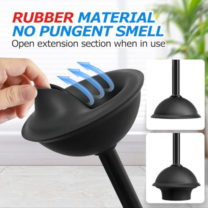 FORASTO 3Pack 2 in 1 Toilet Brush and Plunger Set, Extended Handle Plunger,Toilet Bowl Brush Plunger Set,Bathroom Cleaning Tools,Toilet Brush Plunger Combo,Cleaning Brush,Cleaning Supplies (21inch) - color: Black, size: 3Pack