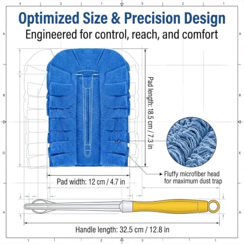 Reusable Duster Refills Compatible 5 Pack Washable Wet Pads with Handle 360°Heavy Included Damp Home Cleaning Fleece for Fan Blinds Furniture Window Kitchen Floor