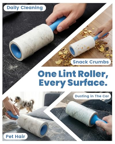 POPCHOSE Lint Rollers for Pet Hair Extra Sticky, 270 Sheet Extra Sticky Lint Rollers for Pet Hair, 1 Handles & 3 Sticky Rolls,Dog Cat Hair Remover for Clothes,Furniture,Couch,Lint Roller for Clothes - size: 270 Sheets
