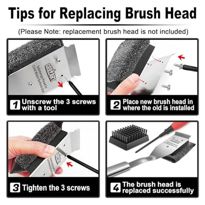 GRILLART Grill Brush Bristle Free Replacement Head - 2PCS - color: Bristle Free Replacement Heads