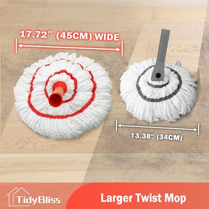 Self Wringing Twist Mop Head Replacement for Floor Cleaning, Washable Microfiber Cotton String Mop Refills with Scouring Pad for Hardwood, Tile, Bathtub, Kitchen - size: 17.72 inches