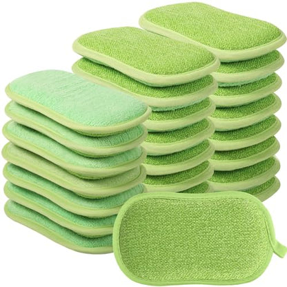 24 Pack Multi Purpose Scrub Sponges Non Scratch Microfiber Sponge Cleaning Dish Scrubber Reusable Dish Sponges for Washing Dishes Along with Heavy Duty Scouring Power (Green) - color: Green