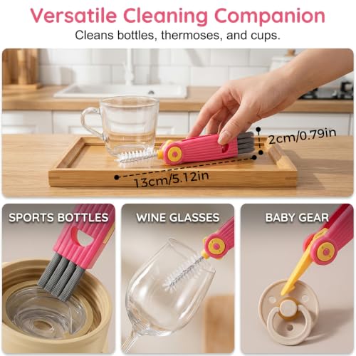 3 in 1 Cup Lid Cleaning Brush, 2026 New 3 in 1 Multifunctional Cleaning Brush Portable Cup Lid Cleaner, Cup Lid Gap Cleaner HomeKitchen Gadgets - color: Multicolor *3