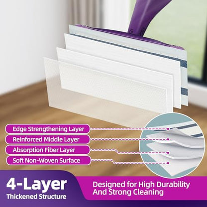 Disposable Wet Jet Pad Refills Compatible with WetJet Spray Mop, Strong Dirt Locking and Water Absorbent, for Multi-Surface Floor Cleaning, Kitchen Bathroom Hardwood Wood Floors, 5.9"×11.4" 60 Pack