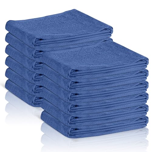 Surgical Towels for Cleaning Huck Towels 12 Pack 100% Cotton Size 15x25 Blue Cleaning Rags for Kitchen, Bar, Home, Windows, Industrial Shop, Glass Super Absorbent Lint Free Commercial Grade