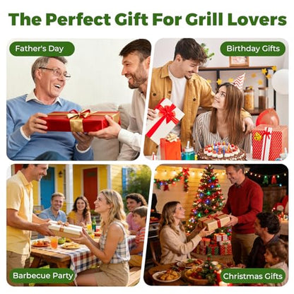 Electric BBQ Grill Brush, 1800 RPM Heavy Grill Cleaning Brush with 1 Replacement Head & LED Light, 304 Stainless Head, Grill Cleaner for Outdoor Grill with No Bristle Shedding, Gift for Men/Dad