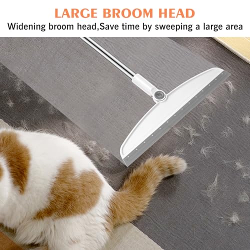 Multifunction Silicone Broom, 54 Inch Long Handle Silicone Floor Squeegee Broom, Sweep and Scrape 2 in 1 Household Cleaning Broom for Floor, Bathrooms, Kitchens, Showers, Tile, Pet Hair, Glass, White