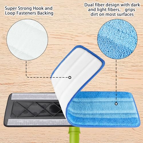 4 PCS Replacement Mop Pads, Microfiber Cleaning Mop Compatible with Bona Mop, Washable & Reusable Mop Refill Pads for Hardwood Floor,18 Inch, Blue