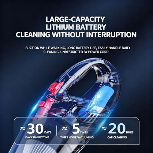 Oryzom Handheld Vacuum,Ultra-Powerful Cordless Handheld Vacuum, Portable Wet & Dry Cleaning, Fast Charging, Lightweight & Low Noise, Compact Vacuum for Car and Home Use