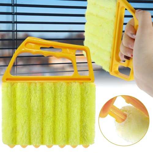 AOCEAN 2 Pcs Blind Cleaner Duster Tool, 7-Finger Dusting Cleaner Tool for Window & Air Vent, Washable Handheld Microfiber Duster Brush for Blinds Dust Dirt