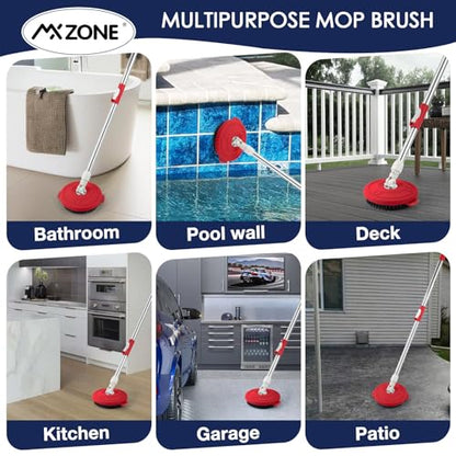 Spin Mop Brush for Hurricane 360°Spin Mop Systems, Scrubber Brush Replacement Head with Stiff Bristle, Great for Bathroom Kitchen Pool, Glass and Tile Walls, Round Shape Standard Universal Size - size: Round scrub brush