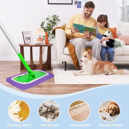 6 Pack Reusable Microfiber Mop Pads - Compatible with Sweeper, Reusable Mop Pads, Washable Dry Cloths & Wet Pads Refill for Hardwood Laminate Tile Floor Cleaning (6, Purple, M) - color: Purple