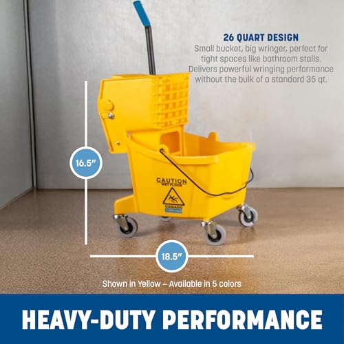 SPARTA Commercial Mop Bucket With Side Press Wringer, Floor Cleaning Essentials for Commercial and Home Use 26 Quart Capacity, 1 Count, Brown - color: Brown