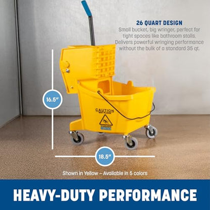 SPARTA Commercial Mop Bucket With Side Press Wringer, Floor Cleaning Essentials for Commercial and Home Use 26 Quart Capacity, 1 Count, Brown - color: Brown