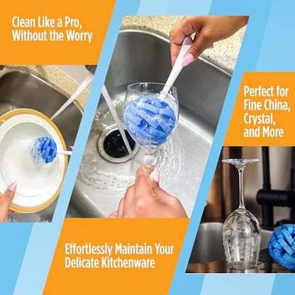 Compac Home Dish Wand China Durable Foam Sponge Petals Brush and Clean Dishes, Pots, Bottles, & Glassware, 2 Count - size: Pack of 2 Short Handle