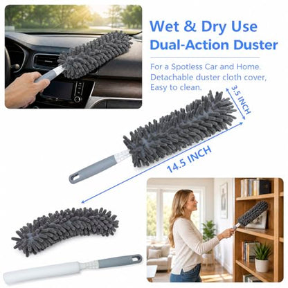 Microfiber Duster for Cleaning, Car Duster Interior, Washable Duster, Feather Duster for Car Interior, Office, Furniture